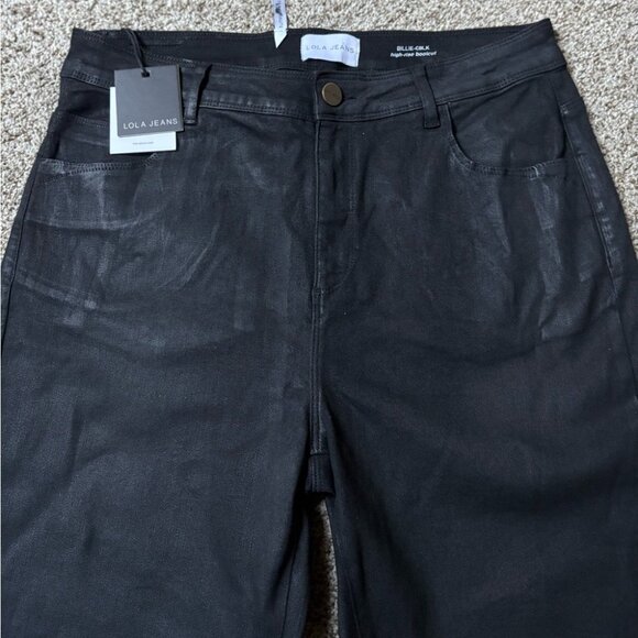 NEW Lola Denim-Billie High-Rise Bootcut Coated Black Stretch Premium Jeans 33 - Picture 8 of 13